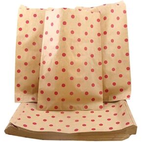N'ICEPackaging 20 Qty 8.5 "× 11" حقائب هدايا الورق المسطحة الزخرفية - Polka -Dot على أكياس Kraft البنية - للمبيعات/الأطراف ملفات تعريف الارتباط/الهدايا