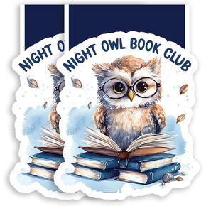 (2Pcs) Night Owl Book Club Magnetic Bookmark Book Page Markers Gift for Reading Lover Nerd Book Addict Bookish Bookworm Reader Office Stationery - Size 3"x2.2" When Folded