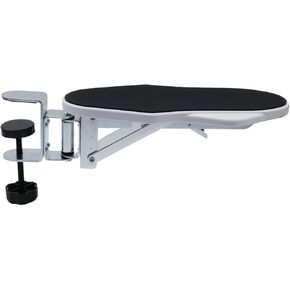 Hevstil Desk Extender Tray ، 12.99 "× 5.71" على رف راحة معصم ARM Mount Arm ، ودعم ذراع الكوع 90 ° قابلة للطي ، و Clamp on Computer Arm Rest for Desk ، مناسب لمكاتب المكاتب ، أبيض