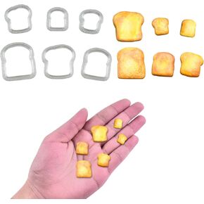 6Pcs Mini Cute Toast Slice Shape Polymer Clay Cutters for DIY Polymer Clay Micro Landscape Dollhouse House Kitchen Display Decor for Jewelry Making