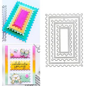 6pcs/set Wave Rectangle Metal Die Cuts,Stitched Rectangle Nesting Frame Tag Background Cutting Dies Cut Stencils for DIY Scrapbooking Photo Decorative Embossing Paper Dies for Scrapbooking Card Making