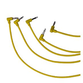 Luigis Modular M-PAR Right Angled Eurorack Patch Cables - Package of 5 Yellow Cables, 4 (10 cm)