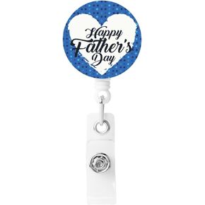 Happy Father's Day Retractable Badge Holders, Nurse Office Worker Badge Reels with Clip