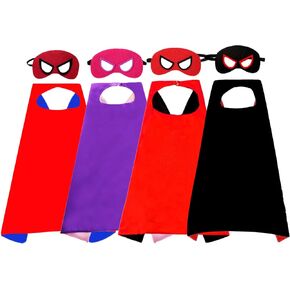 4 PCs Superhero Cape and Mask for Kids, Toy for 3-9 Year Old Boys Girls Dress up Super Hero 4 style Sets Costume Party Supplies Easter Gifts Present Chistmas Stocking Stuffers