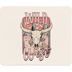 QIYUHOY Western Personalized Pink Mouse Pad，Small Mouse Pads for Desk Home Office Gaming Working,Home Decor Accessories Office Supplies,Teen Girls Boys Cowboy Cowgirl Gifts,9.5x7.9 inches