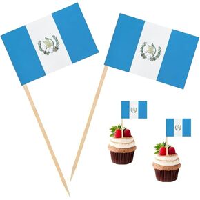 100 PCS Guatemala Flag Flag Guatemalan Flags ، Cocktail Micks Mini Stick Cupcake Topcake Country Picks Party Decoration Cocktail Food Bar Bar Flags