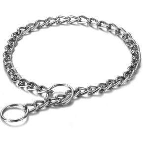 Chain Dog Choker Collar Silver Alloy Training Chock Necklace for Large Dogs That Pull 22 in,3 mm