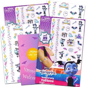 Disney Vampirina Tattoos Party Supplies Pack ~ Bundle Includes 50 Vampirina Temporary Tattoos with Bonus Batty Door Hanger (Vampirina Party Favors)