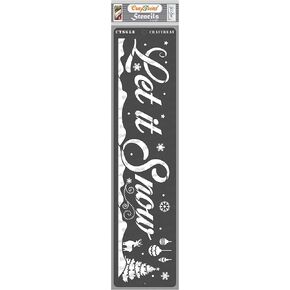 CrafTreat Reusable Christmas Stencils for Painting on Wood Ornaments - Let It Snow Stencil for Wood - 3X12 Inch- Christmas Stencils Card Making - Christmas Stencil for Fabric-Quote Stencils for Wood