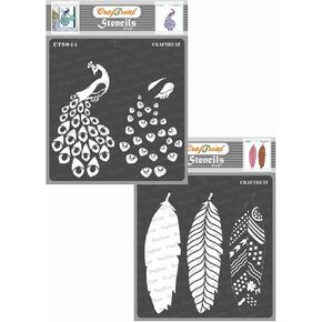 استنسل طبقات قابلة لإعادة استخدام Craftreat للطلاء على الخشب ، القماش ، الورق ، الأرضية ، الجدار والبلاط -Peachock -2 PCS -6 × 6 بوصات لكل منه