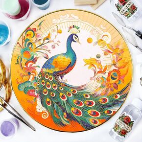ersennqw جميلة الطاووس cloisonne اللوحة DIY فنية الحرف مجموعة الكبار مثالية للديكور المنزلي الفني والهدايا الفريدة قطرها 11.8 في