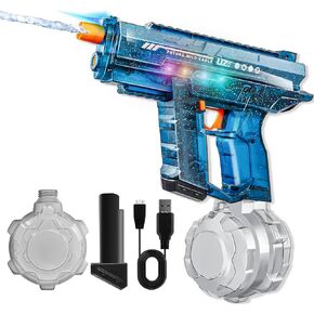 Electric Water Squirt Gun for Kids Adults - 800ml High-Capacity Water Blaster with Powerful Shooting, Cool LED Light Effects, Dual Automatic+Manual Modes, and Auto-Suction for Outdoor Summer Fun