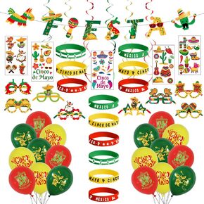 ديكورات Cinco de Mayo ، Cinco de Mayo Party Decor Decor للأطفال البالغين ، خلفية حفلات الحفلات المكسيكية ، لوازم الحفلات المكسيكية للمنزل مع البالونات والملصقات والورق