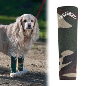 Compression Sleeve for Dogs, Canine Leg Brace to Heal Wounds, Hygromas, Treat Arthritis and Injury with 360° Support Sleeve for Pain Relief, and Elbow Pad Protection (small 2-3", camo)