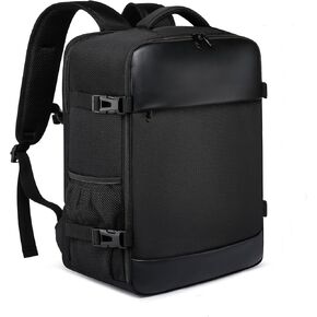 Politesse & Romance Carry on Backpack Travel Cabin Bag Fit 15.6inch Laptop Bag for Men Women Water Resistant Lightweight Daypack for Flight (Black 20L)