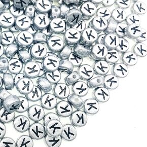 200pcs مستديرة الحرف الفضي القديم f حبات ، 4 × 7 ملم حبات رسائل مسطحة للأساور ، حبات الأبجدية لصنع المجوهرات مصممة الحرف اليدوية (Silver-F)