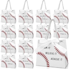 MARSPARK 20 PCS Softball Party Party Favors Favors Gift Bags Goodie حقائب Goodie مع مقابض وورقة شريطية علاج الطباعة حقيبة يد لاستشمى عيد ميلاد الطفل الإمدادات الرياضية الجماعية