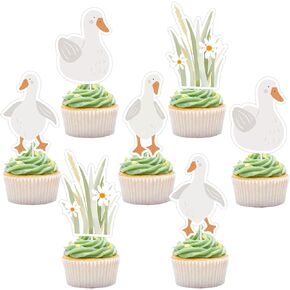 زخرفة موضوع أوزة ، 36pcs Goose 1st Birthday Cupcake Topper Farm Animal Goose Decorations for Girls Boy