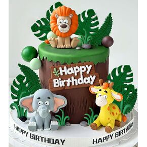 Jevenis Safari Animals Cake Decoration Wild One Cake Decoration اثنين