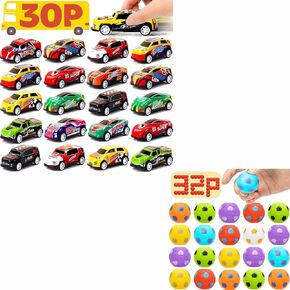 Azen 30 PCS CALS Back Cars و 32 PCS Mini Soccer Ball Favors for Kids ، و Goodie Bags Stuffers for Birthday Party ، وجوائز فصول الدراسية ، ومواصفات الأطفال ، والهدية الصغيرة السائبة.