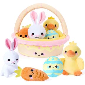 Joyin 5 PCS Easter Basket Plashet ، سلة مملوءة بزراعة بيض الفرخ ، هدايا Easter Toys مسبقة مع حشوات الحيوانات للأطفال الصغار الأطفال والبنات من جميع الأعمار
