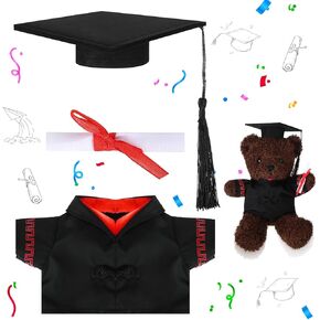 Roshtia Graduation Bear Clotuation Carguation Cap و Gown Outfit يناسب أكثر من 8 " - 12" بوصة من الدب الفخم ، قم بملابس ملابس الحيوانات المحشوة الخاصة بك من أجل هدية حفل التخرج (الأزرق ، الأصفر)