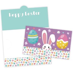 بطاقات حامل الأموال عيد الفصح Cardstock | 10 PK 4.25x7 "حامل بطاقة الهدايا لسلة سلة الحوافز يحمل النقود أرنب أرنب بيض العشب الأرجواني عطلة مطوية