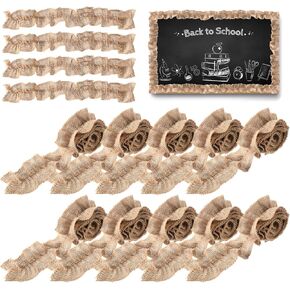 8 Rolls Ruffled Bulletin Board Border 2.17 x 40 Inches Burlap Bulletin Board Trim Farmhouse Bulletin Board Decor DIY Border Trims Crafts with 100 Adhesive Dots for Classroom Decor Farmhouse