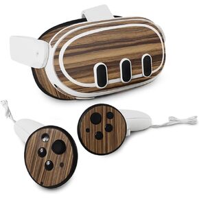Mayyskins الجلد متوافق مع Meta Quest 3 - Dark Zebra Wood | غلاف الالتفاف الواقي ، الدائم ، والفريد من نوعه | من السهل تطبيق الأنماط وإزالتها وتغييرها