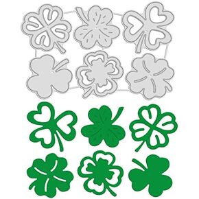 6 Pcs Clovers Metal Cutting Dies Saint Patrick's Day Stencils,DIY Scrapbooking Artist Die Cuts for Wedding Birthday Valentine's Day Cards Making Album Envelope Decoration