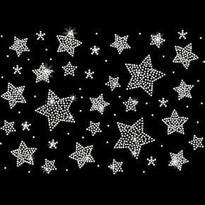 PLIGREAT Glitter Stars Rhinestone Iron on Patches Silver Bling Star Hotfix Rhinestone Iron on Transfers Rhinestone Clothing Patch for DIY Jacket Jeans Hat Fashion Women T Shirt DIY Embellishment