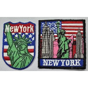 2 PCS New York Green Red Blue 2.75 بوصة الحديد على خياطة على بقع مطرزة