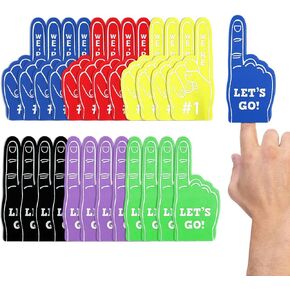24 PCS Mini Foam Fingers ، Eva Foam Finger #1 ، Boam Fingers Bulk ، نحن #1 دعنا نذهب إلى الهتاف ، وإمدادات الحفلات الرياضية لأحداث كرة القدم لكرة السلة للبيسبول ، وأفضل الحفلات الرياضية