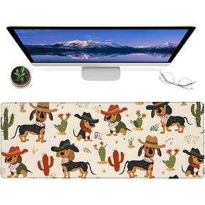 Cute Dog Gaming Mouse Pad,12x31.5in Non-Slip Rubber Puppy Desk Mat,Large Extended Mousepad for Office Home Laptop,Mice Pads Gifts,Game Lover Deskmat Decor (Basset Hound)