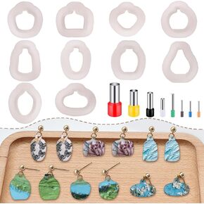 DIY Jewelry Making Kit with 10 Silicone Molds and 8 Round Hole Clay Cutters
