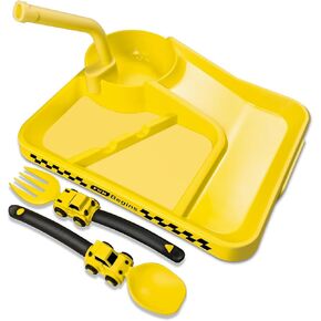 Construction Toddler Plates - Toddler Eating Utensil Set with Removable Straw - Toddler Utensils Set - Baby Plates Feeding Set - for Stocking Stuffers and Birthday Gifts - Yellow