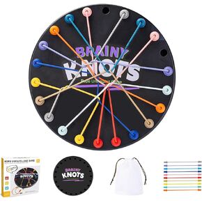 Rope Untangling Puzzle, Puzzle Twist Rope Board Game, Brain Teaser Fine Motor Skills Toys, String Solution Central Lacing Toys for Parent-Child Interaction, Stress Relief Toy, Portable (Black)
