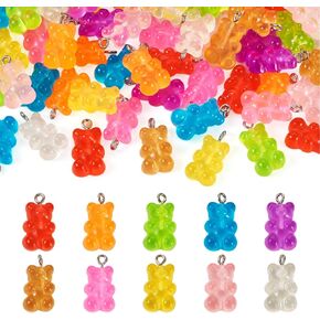 Craftdady 60pcs سحر الدب الصمغية الصمغ الملونة راتنج راتنج الدب توهج في السحر الدب الحلوى الداك
