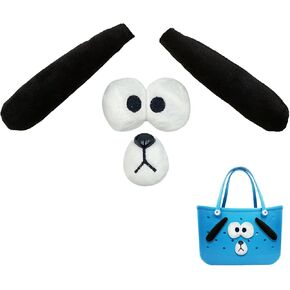Cute Puppy Bogg Bag Charms - Plush Decorative Accessories for Beach Tote Bags(Black Ears)