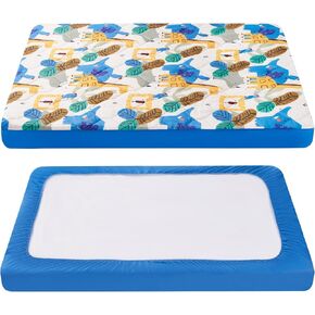 TILLYOU Pack and Play Sheet - Soft Quilted Crib Cover Pad, Toddlers Mattress Protector with 1''-3'' Deep Pocket, Thick Play Yard Playpen Sheets, Breathable Fluffy Crib Mattress Pad, 39"x27", Grey in Kuwait