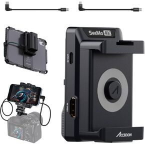 محول HDMI SeeMo 4K من Accsoon، نظام نقل فيديو 4K 30FPS /1080p 60FPS لنظام iOS12 أو أحدث، يدعم مراقبة الفيديو في الوقت الحقيقي/البث المباشر/التسجيل/المشاركة، قارئ بطاقة SD