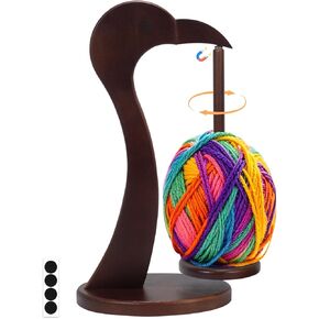 Yarn Holder for Crocheting,Magnetic Twirling Yarn Spinner with Anti-Slip Base,Flamingo-Shaped Yarn Ball Dispenser,Crochet Gift for Knitting Lovers (Walnut)