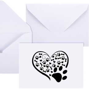 48 PCS PAW بطاقات ملاحظات مطبوعة مجموعة 24 شكرًا لك على NOTE CARDS HEART PRINT BRANK BLANK WITH 24 ORDIVE PET BIRDIAN PET BIRDIAN