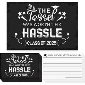 100 Pcs Invitation 2025 Graduation Wishes and Advice Card Class of 2025 Happy Graduation Card Congrats Grad the Tassel Was Worth the Hassle Party Decoration for Gift