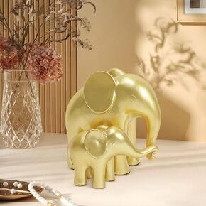 Gold Elephant Sculptures Small Stautes Figurines Home Decor Living Room Bedroom Office Shelf Table Modern Aesthetic Decoration Birthday for Couple