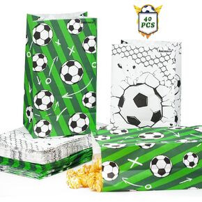 Animsco Soccer Party Treat Bags 40pcs Soccer Theme Birthday Gift Paper Boxes for Sports Theme Birthday Decorations, Football Party Supplies
