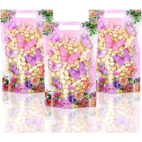 30 PCS Butterfly Zip Lock Bag ، Butterfly Stand Up Bag Party لصالح Candy Cookies Snack Bag Bage Bags Reseally Mylar Bags مع نافذة شفافة ومقابض للأطفال مستلزمات عيد ميلاد الأطفال