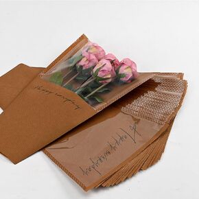 60 PCS Flower Rapping أكياس 11 × 5.1 × 17.3 بوصة من الأكمام الزهرة كرافت للباقة لورقة تغليف زهرة واضحة حقيبة تغليف زهرة لعيد عيد الحب يوم الأم (القهوة)