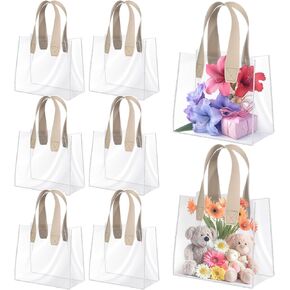 8 قطع أكياس هدايا بلاستيكية واضحة مع مقبض ، وقابلة لإعادة الاستخدام PVC Gift Wrap Goodie Bag Bags لعيد ميلاد الزفاف عيد ميلاد