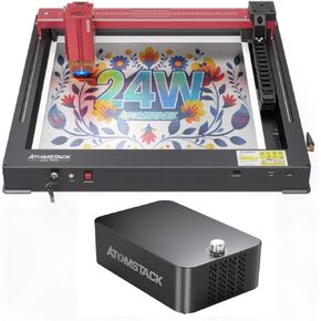 AtomStack Pro Series Engraver مع Air Air Air ، ونقش ليزر عالي السرعة 600 مم/ثانية للخشب والمعادن ، والأكريليك ، والزجاج ، إلخ. (24W-A24 PRO)